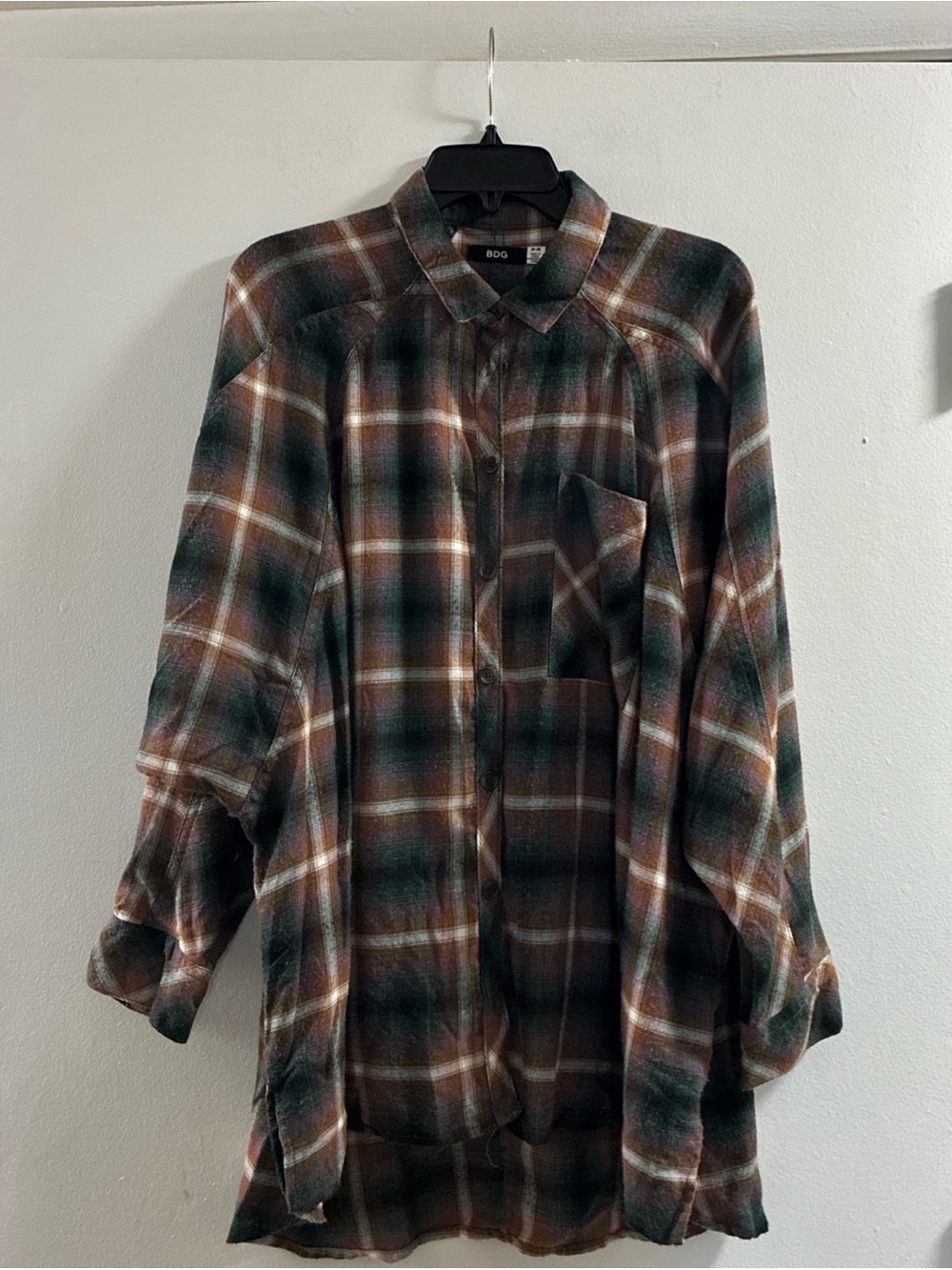 BDG Brown, Green and Cream Plaid Button-Down Shirt